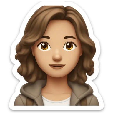 Cozy girl with ￼brown hair and brown eyes  sticker