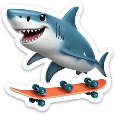 Shark riding a skateboard sticker
