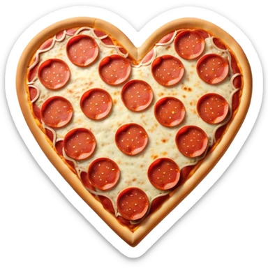 Heart shaped pepperoni pizza sticker