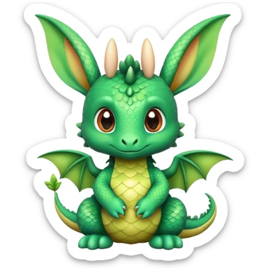 Baby dragon with bunny ears and tiny wings sticker