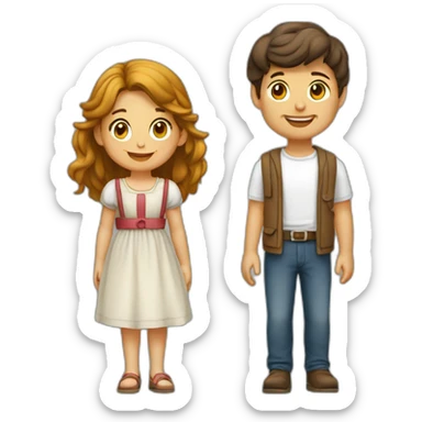 Garçon brun et fille châtain en couple sticker