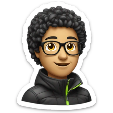 Un garçon blanc à das lunettes de ski il a cheveux noirs sticker