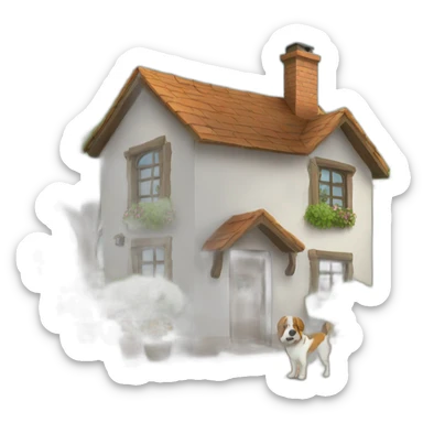 Cosy home with garden and dog sticker
