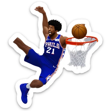 Joel embiid on the sixers dunked on by Josh hart sticker