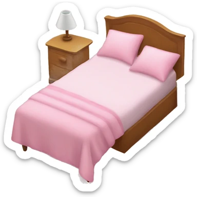 Bed with pink pillows and blankets sticker