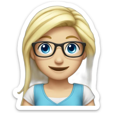 girl nerd blue eyes blond dancing sticker