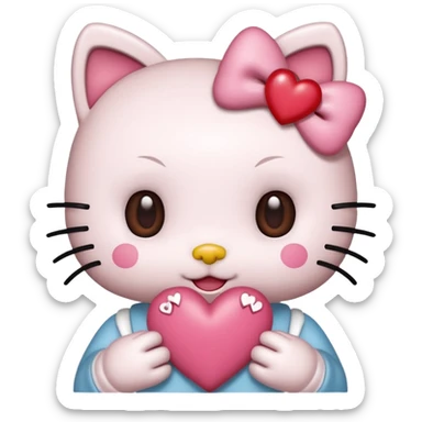 Połącz mi zwykłe hello kitty na białym tle, ale żeby ono wyglądało jak ta emotka: 🥰 sticker