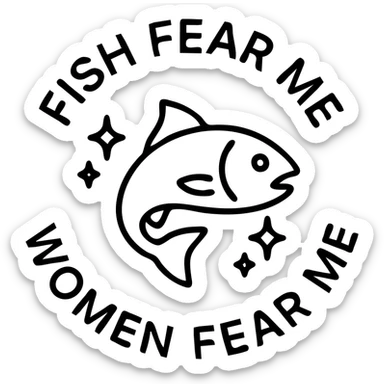 fish with sparkles with circular text fish fear me women fear me sticker