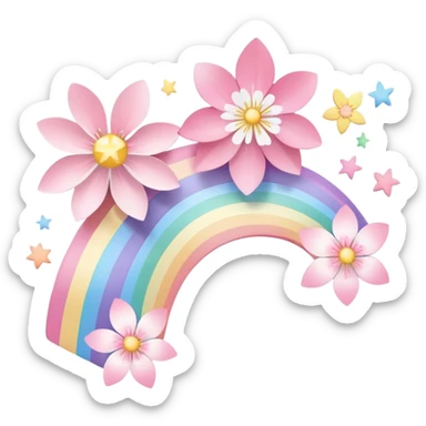 Cute Pastel pink and white Cherry Blossom Sakura Starburst Shooting Star Rainbow sticker