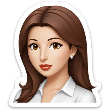 Cinematic Realistic Nancy Ajram Pop Culture Emoji, depicted with a charismatic modern portrayal of the celebrated singer rendered with crisp detail and energetic lighting. sticker