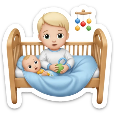 baby in bid with rattle







 sticker