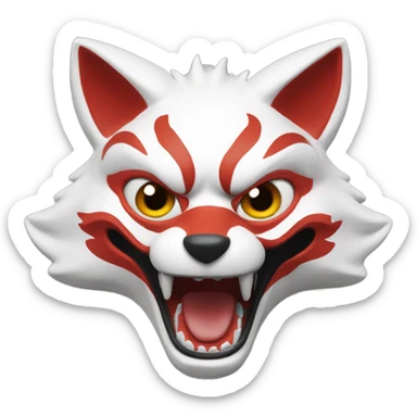 Red Kitsune mask, wow face sticker