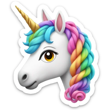 Unicorn with colorful braids sticker