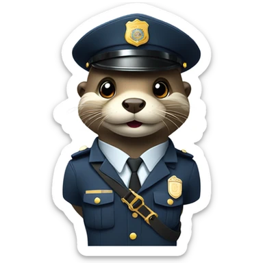Otter wearing a police uniform  sticker