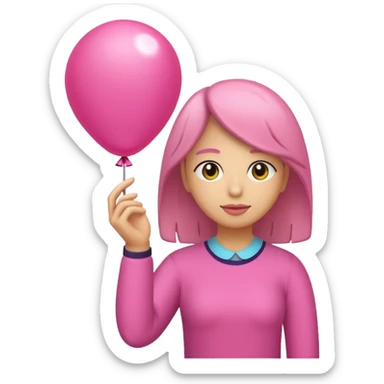 chica rosa pensando con globo de pensamiento sticker