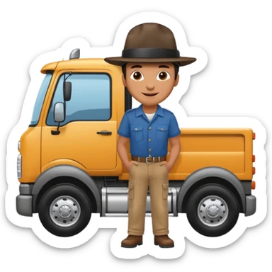 Kamyon şoförü Yarı Kamyon Karikatür çizimi kamyon yan dursun şoför de dışarda yanında olsun sticker