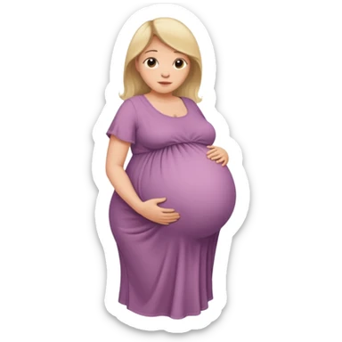 very heavily pregnant overdue woman with very  very big and large belly  sticker