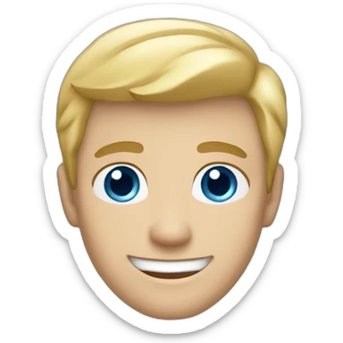 A Caucasian Adult Male, Blonde Hair, Blue Eyes, Smile, sticker
