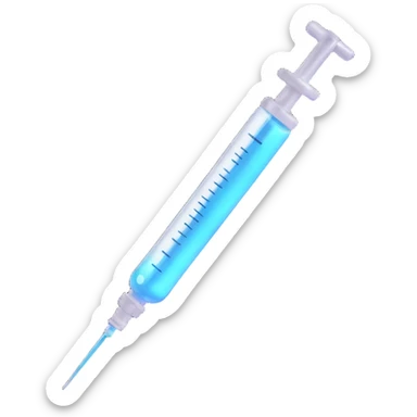 syringe, 3D style, realistic, metallic and transparent sticker