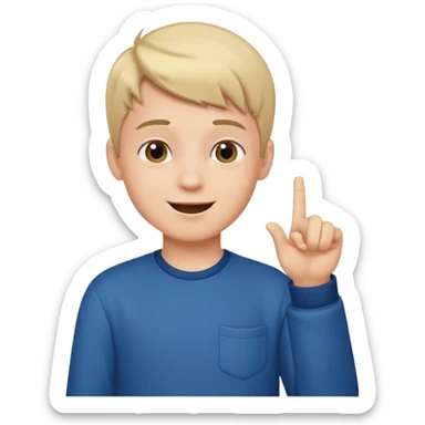 boy raising his finger talking sticker