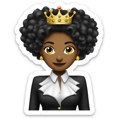 Una leon hembra con pantallas y collar de mujer alegre y elegante de pelo negro con corona de brillo de Reyna  sticker