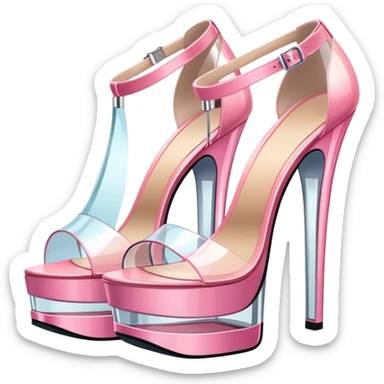 ultra realistic pair of platform open toe pink glass heels sticker