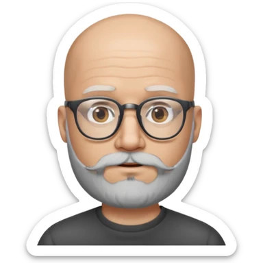 Bald man with salt and pepper beard and glasses sticker