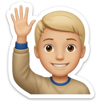 boy raising his hand sticker