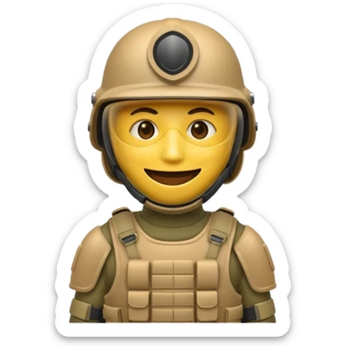 modern infantry soldier with body armor, helmet, and mask, emoji style sticker