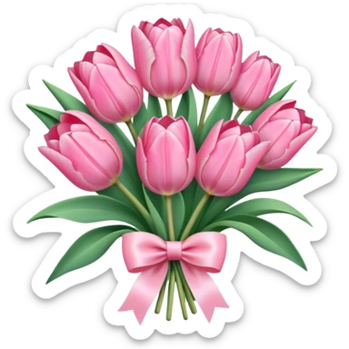 pastel pink tulip bouquet with a high quality bow sticker