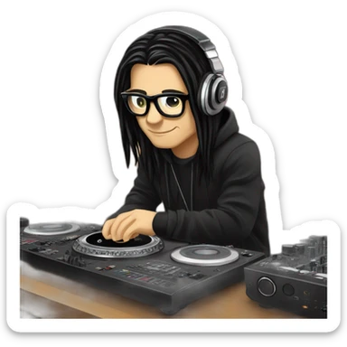 skrillex behind dj table sticker