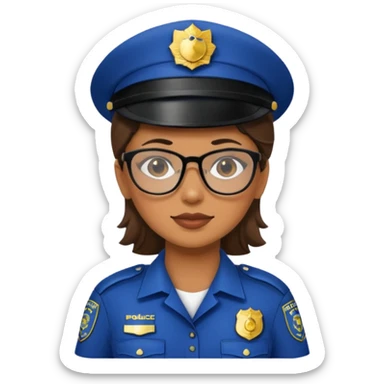 woman police with glasses sticker