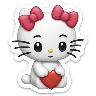 hello kitty with heart sticker