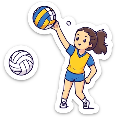 Girl with long brunette hair playing volleyball  sticker