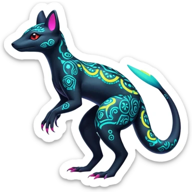 Colorful Neon Exotic Salandit-Aurorus-Umbreon-Fakémon-hybrid-creature (full body)  sticker