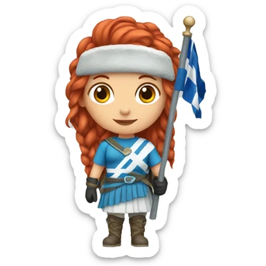 a red hair female on everest with greek flag sticker