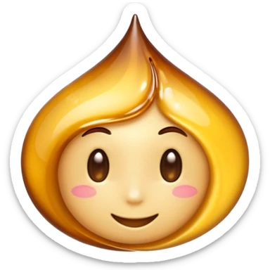 syrup swirl or drip, small, glossy, thick, amber, smooth and flowing, golden sheen, subtle highlights, sweet and viscous, no extras, apple emoji style, soft lighting, transparent background, emoji scale sticker