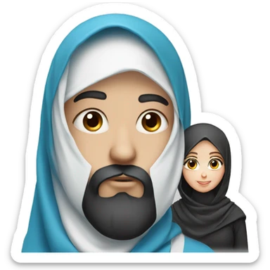 Men with dark beard and girl with blue eyes in hijab sticker