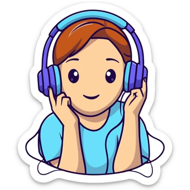 excited gamer girl in headphones sticker