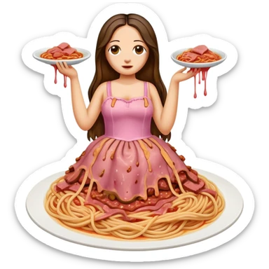  SPAM meat melted pink dripping sauce spaghetti dress monalisa portrait sticker
