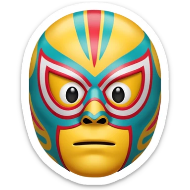 sad face emoji wearing a colorful luchador mask sticker