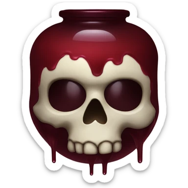 Potion jar in the shape of a skull with dark red liquid inside sticker