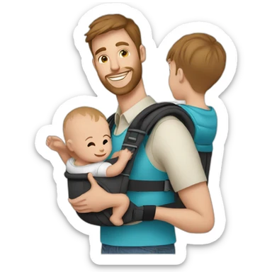 White Babywearing dad with baby ergo carrier sticker