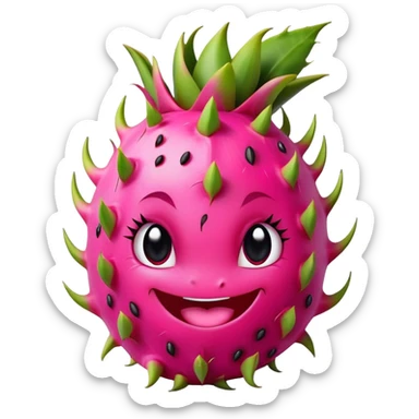dragon fruit with happy cute face sticker