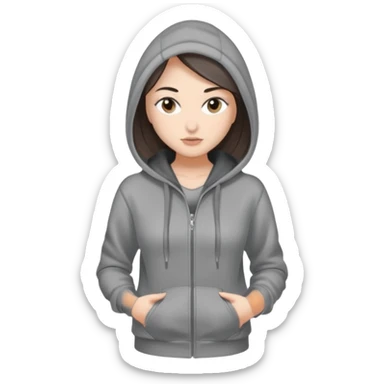 Sasha Gray in gray hoodie full height sticker