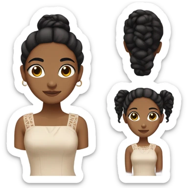 brown girl with medium black braids and pretty dress and big black eyes sticker