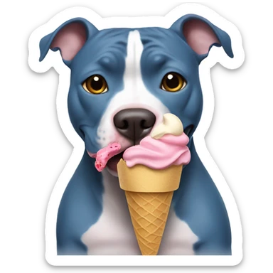 Blue pitbull eating ice cream sticker