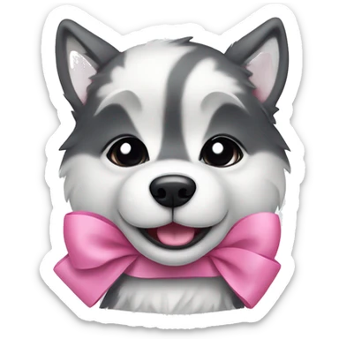Cute husky with a pink bow sticker