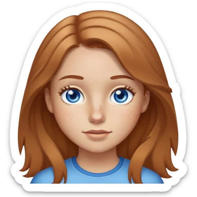 Girl with light skin, light brown hair, blue eyes, and freckles sticker