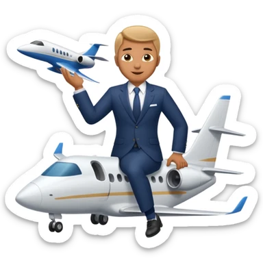 Suit man riding a jet plane sticker